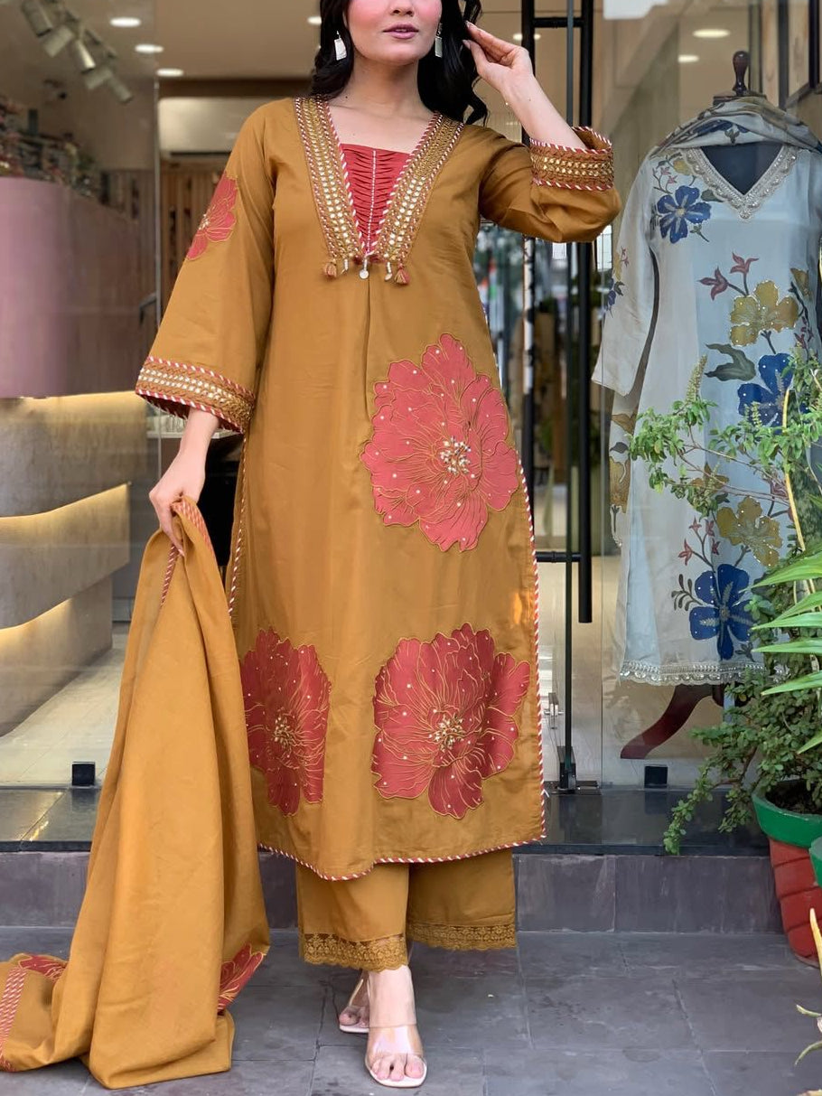 Premium Patchwork Cotton Kurta Set