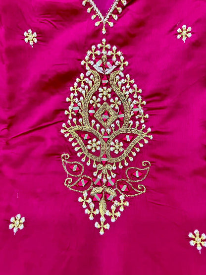 Designer Silk Kurta Set With Handwork Details