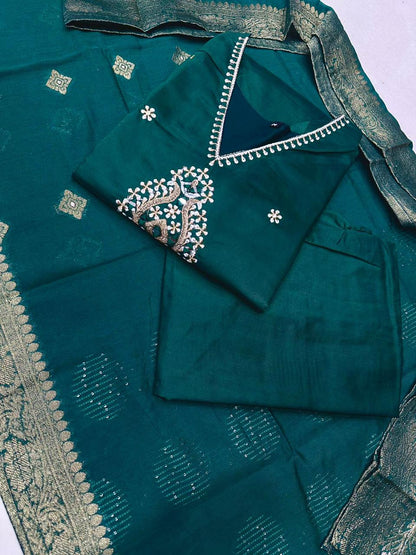 Designer Silk Kurta Set With Handwork Details
