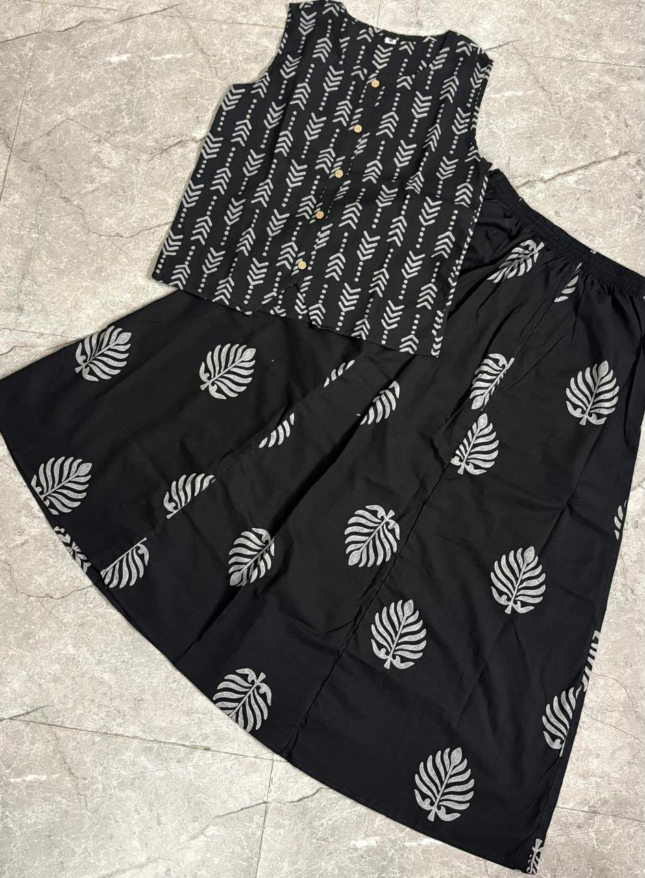 Elegant Cotton Skirt And Top Co-ord Set