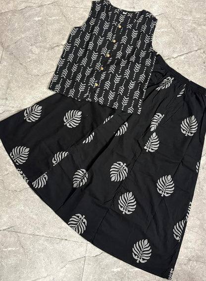 Elegant Cotton Skirt And Top Co-ord Set