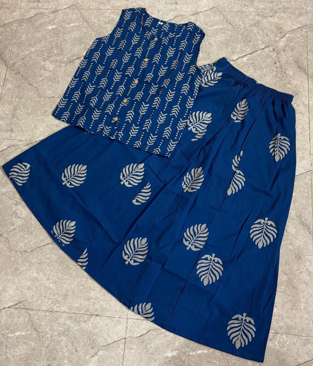 Elegant Cotton Skirt And Top Co-ord Set