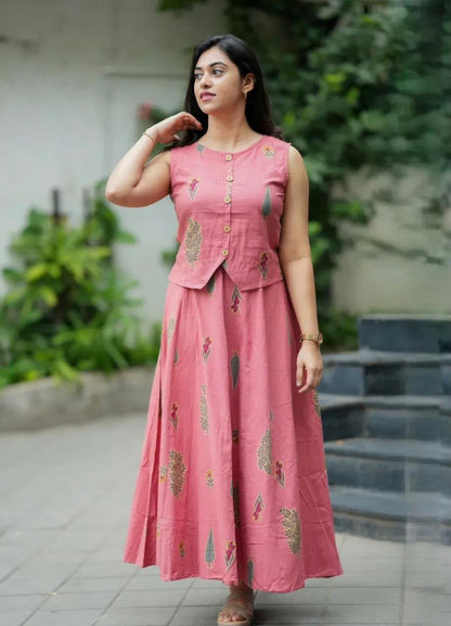 Stylish Cotton Skirt And Top Co-ord Set