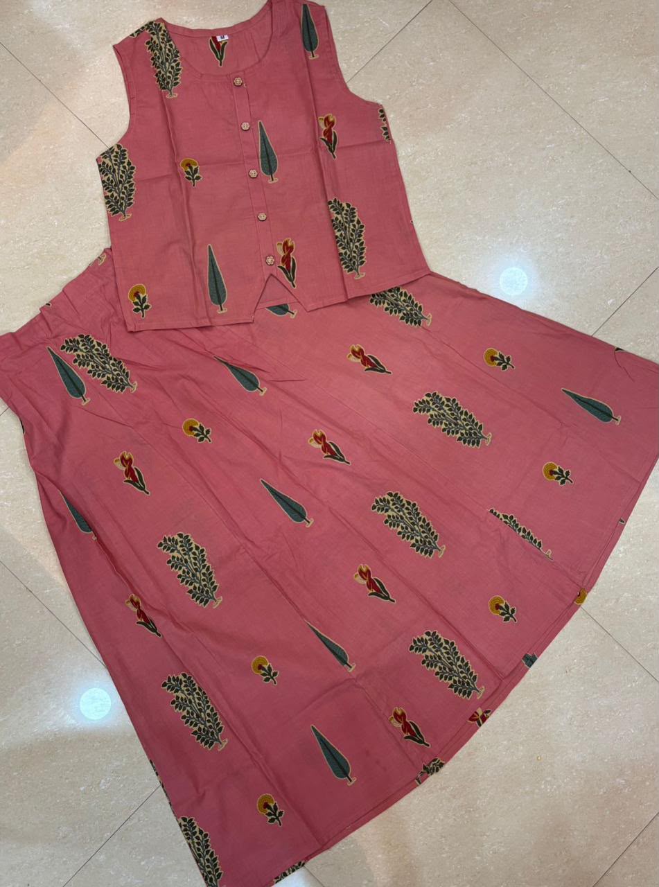 Stylish Cotton Skirt And Top Co-ord Set