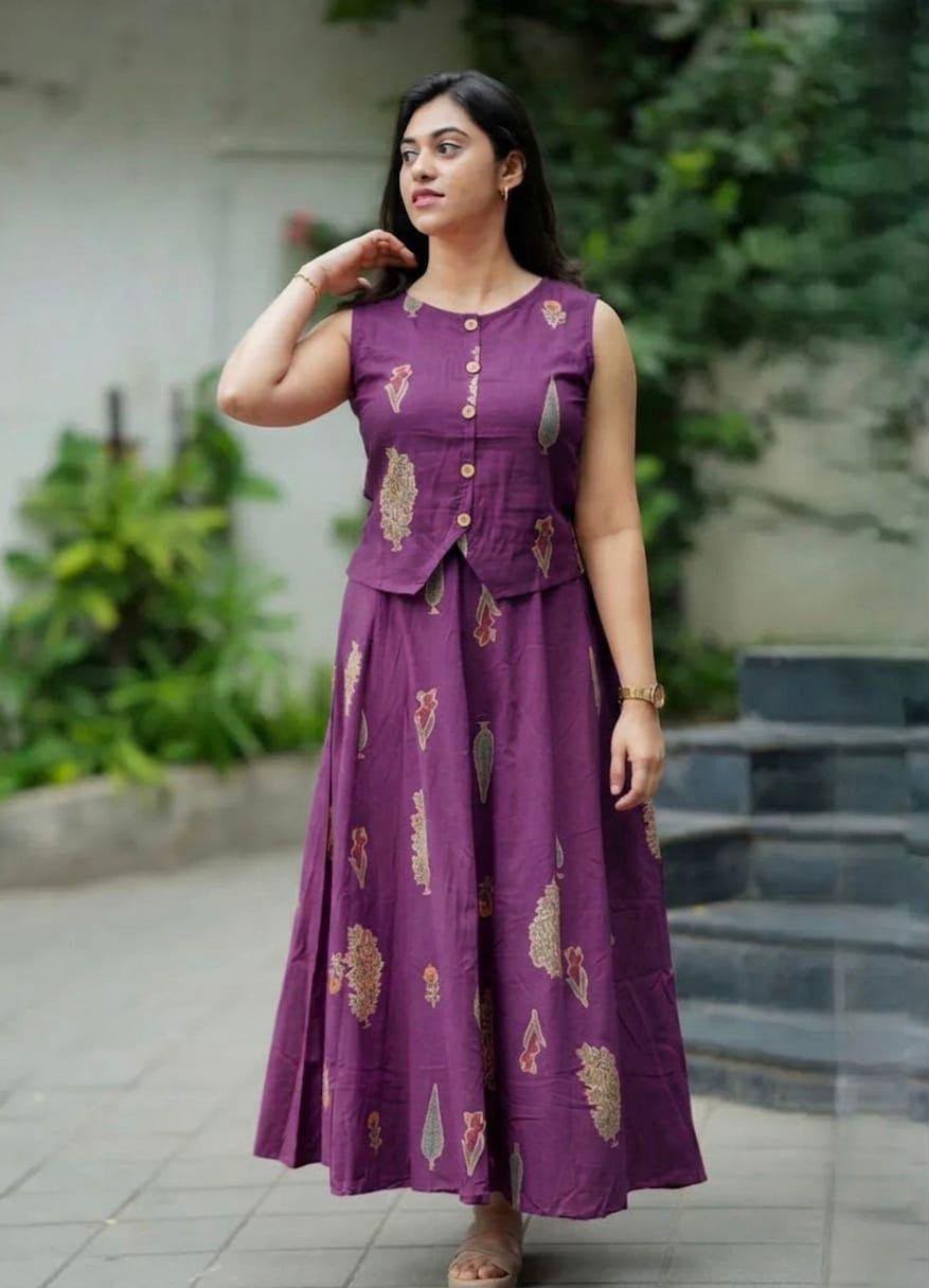 Stylish Cotton Skirt And Top Co-ord Set