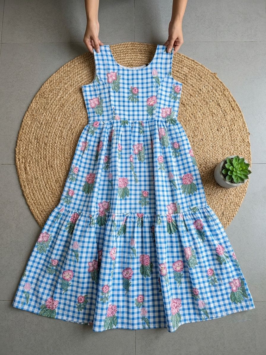 Classic Checks Print Maxi Dress