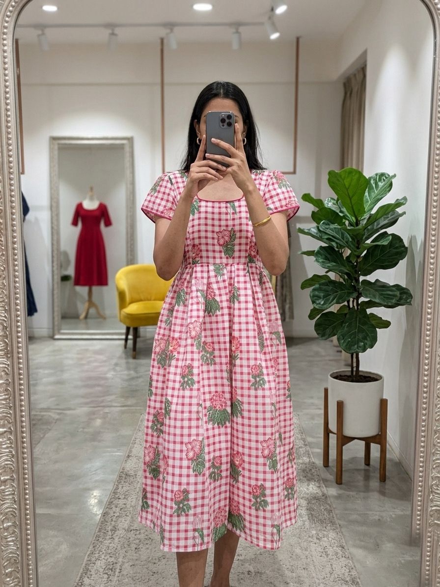 Classic Checks Print Maxi Dress