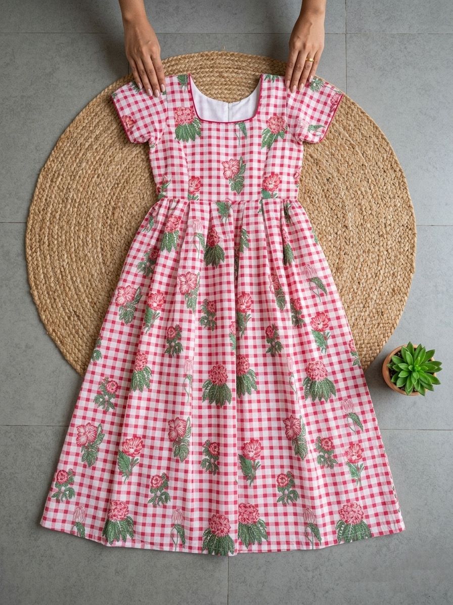 Classic Checks Print Maxi Dress