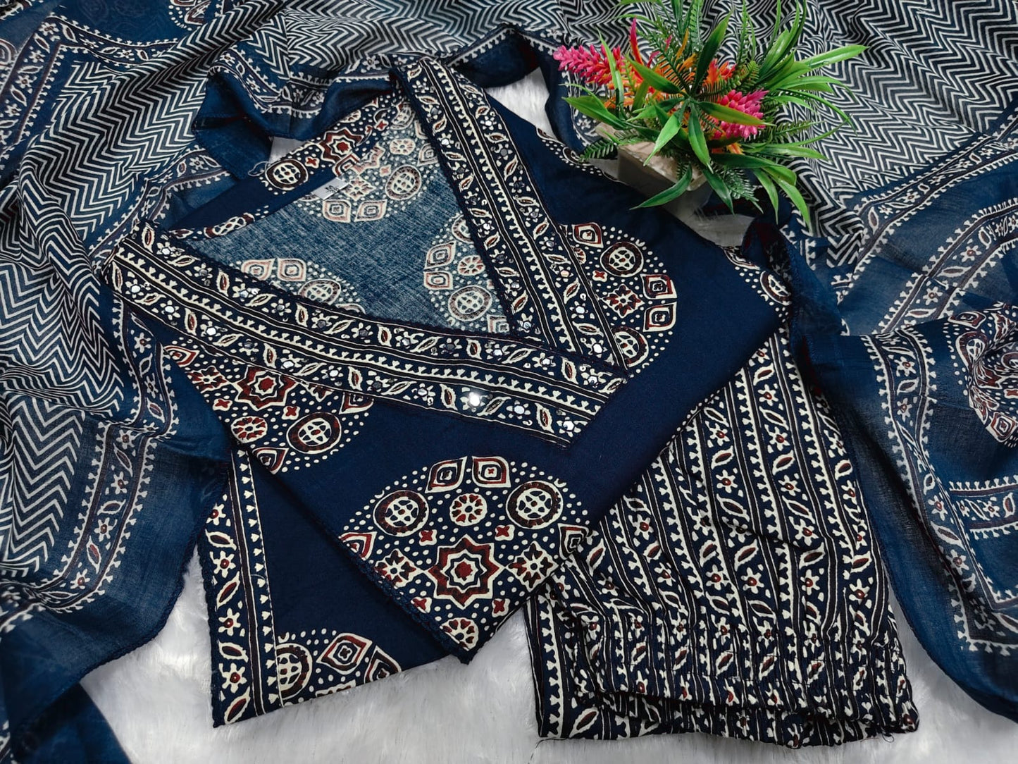 Elegant Printed Cotton Kurta 3-Piece Set