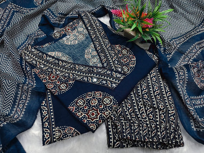 Elegant Printed Cotton Kurta 3-Piece Set