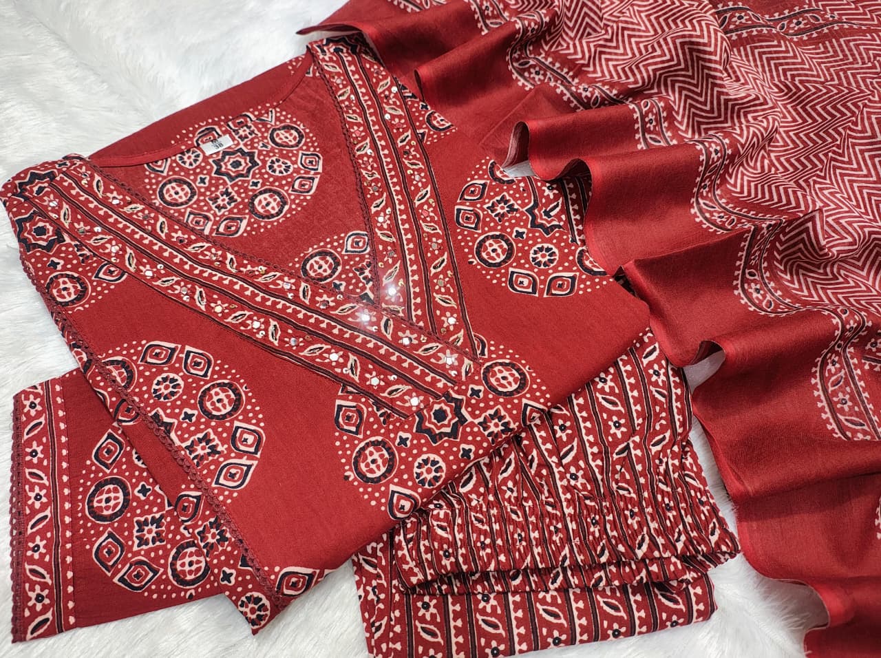 Elegant Printed Cotton Kurta 3-Piece Set