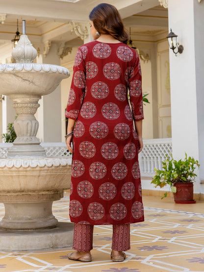 Elegant Printed Cotton Kurta 3-Piece Set