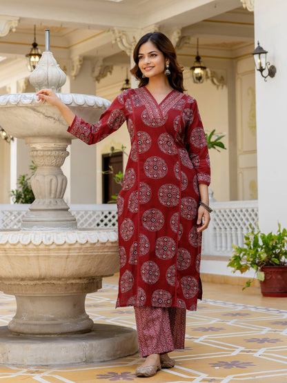 Elegant Printed Cotton Kurta 3-Piece Set