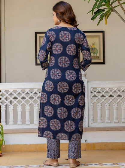 Elegant Printed Cotton Kurta 3-Piece Set