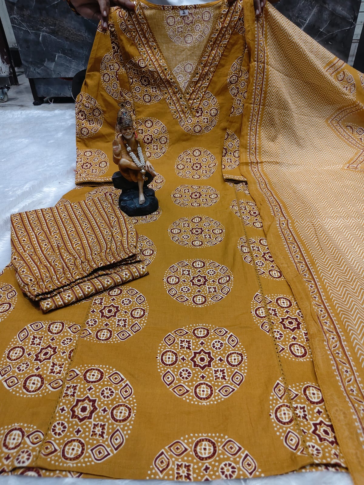 Elegant Printed Cotton Kurta 3-Piece Set