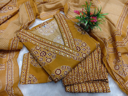 Elegant Printed Cotton Kurta 3-Piece Set