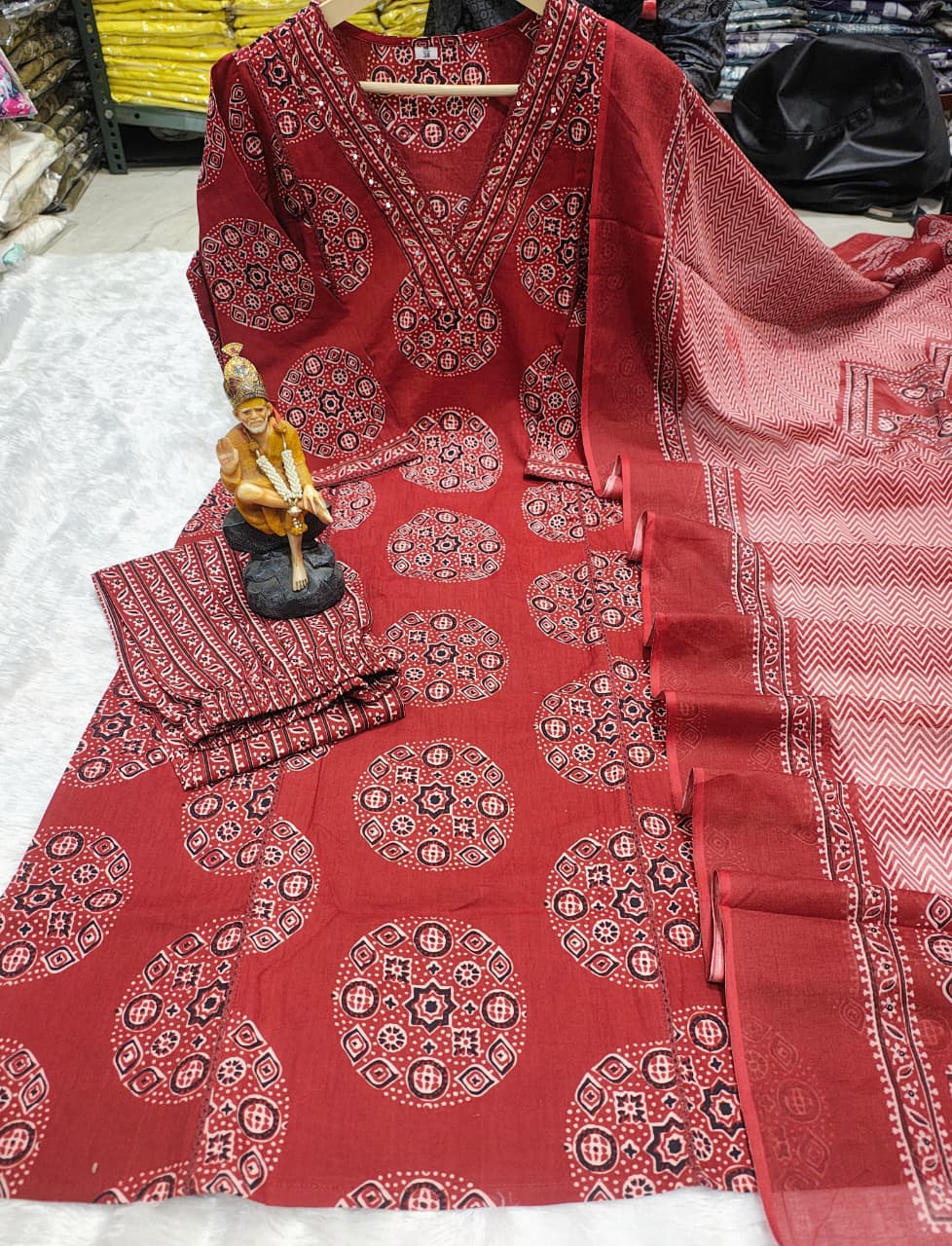 Elegant Printed Cotton Kurta 3-Piece Set