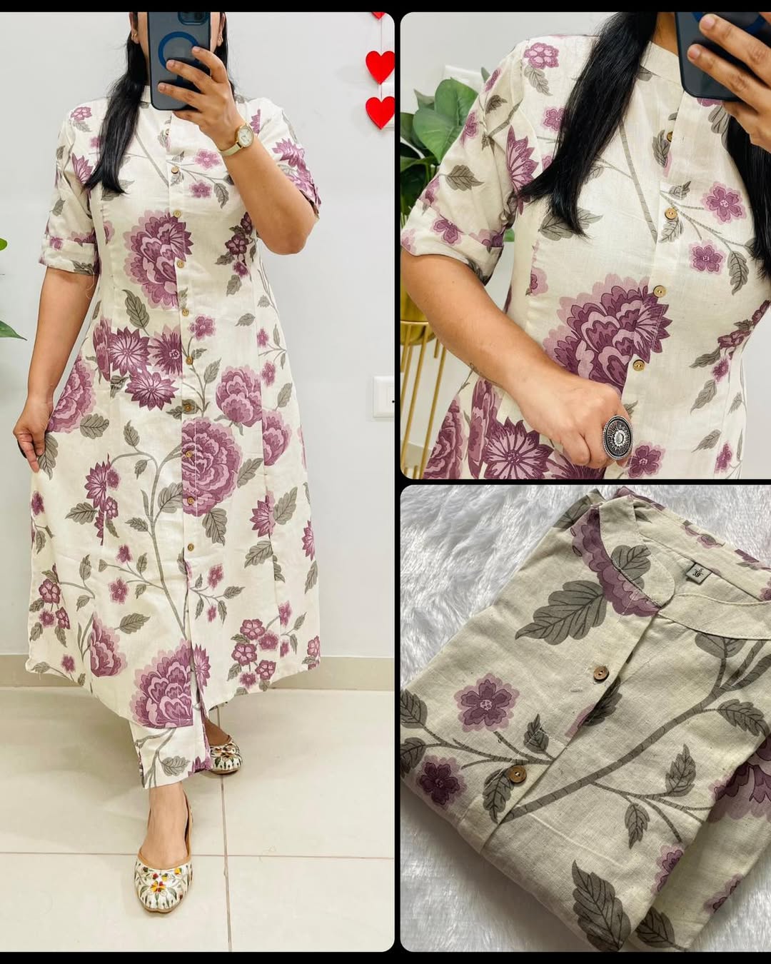 Floral A-line Kurti Cotton Co-Ord Set