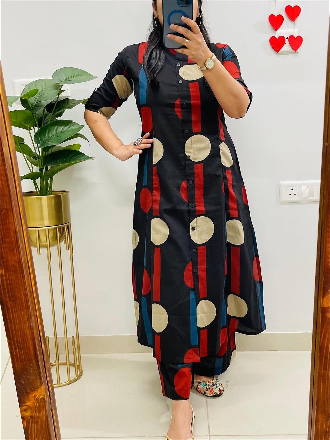 Geometric A-line Kurti Cotton Co-Ord Set
