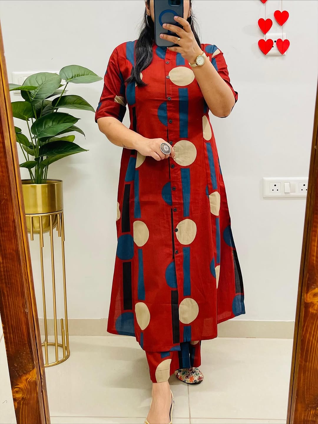 Geometric A-line Kurti Cotton Co-Ord Set