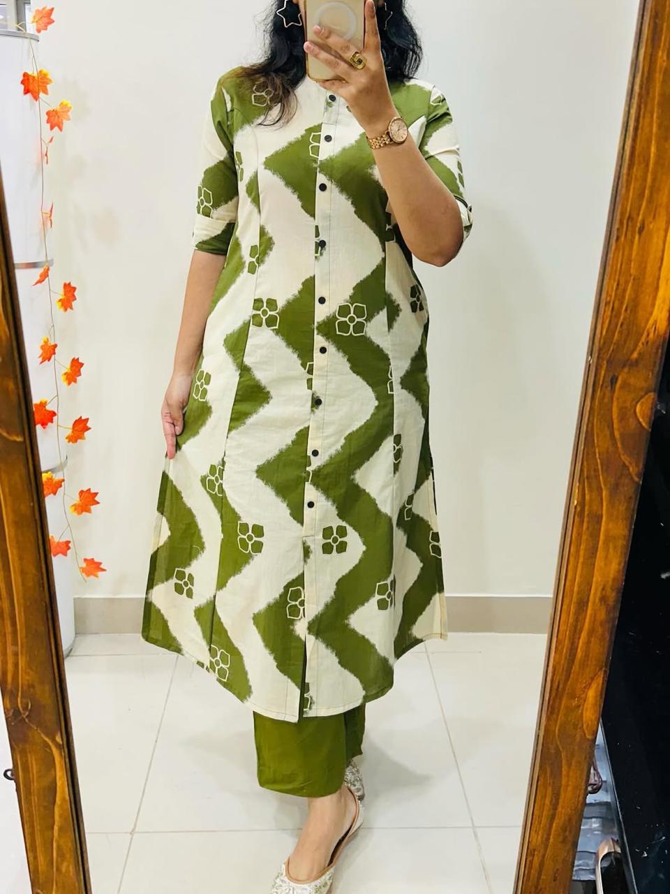 Stylish A-line Kurti Cotton Co-Ord Set