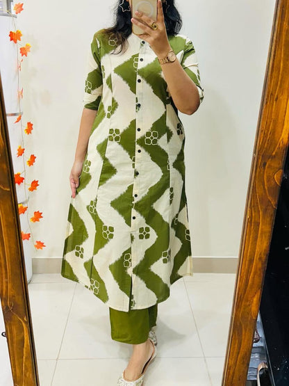 Stylish A-line Kurti Cotton Co-Ord Set