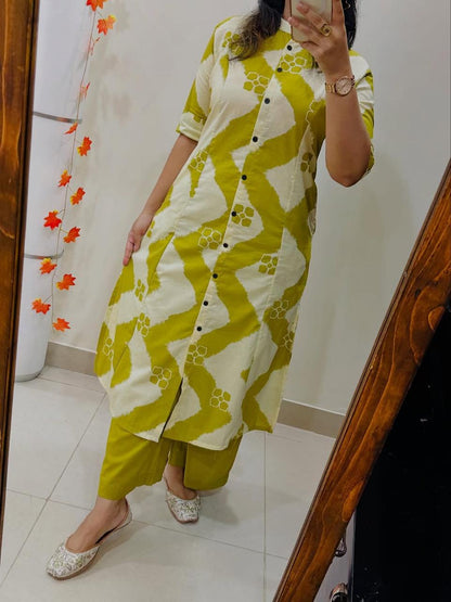 Stylish A-line Kurti Cotton Co-Ord Set