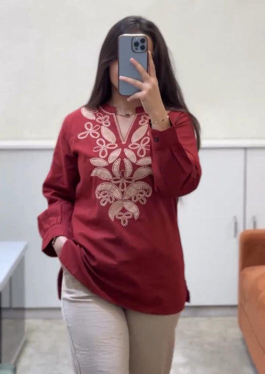 Elegant Embroidered Cotton Co-ord Set