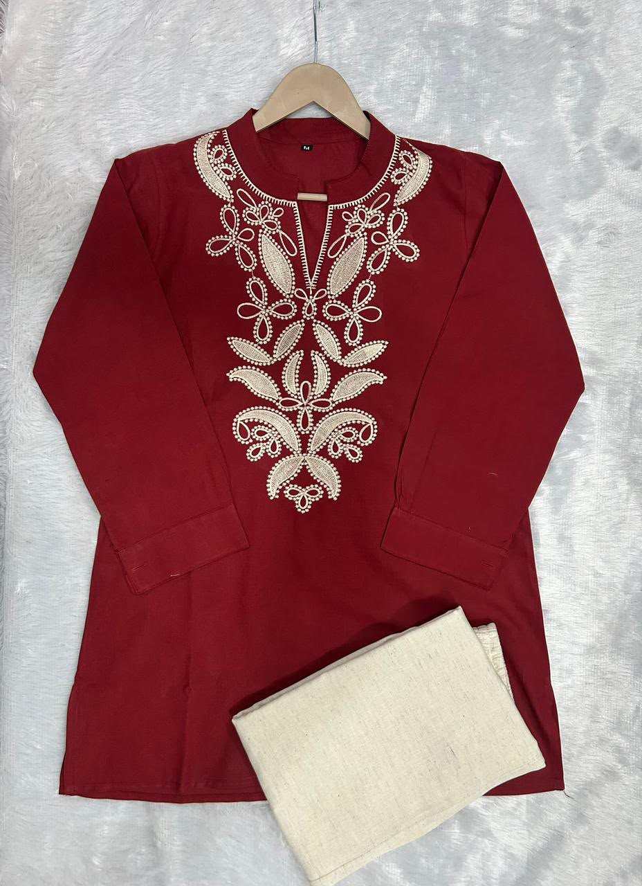 Elegant Embroidered Cotton Co-ord Set