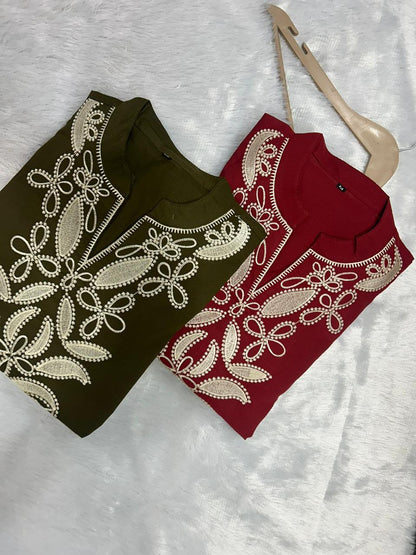 Elegant Embroidered Cotton Co-ord Set