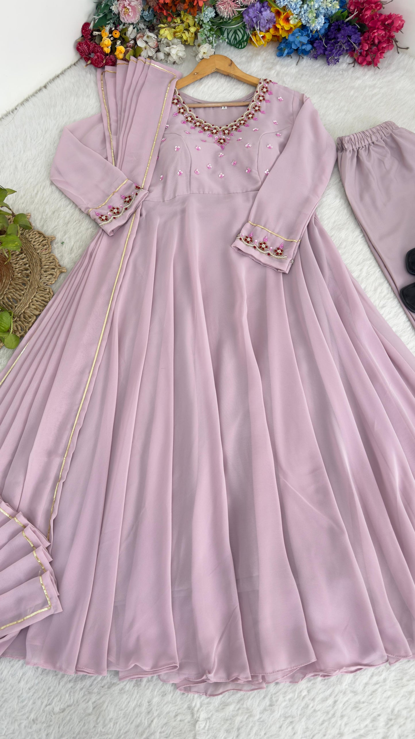 Elegant Hand Detailing Party Wear Gown Set