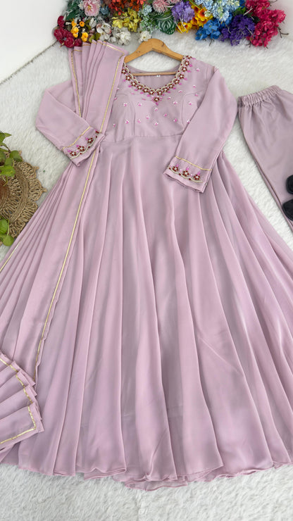 Elegant Hand Detailing Party Wear Gown Set