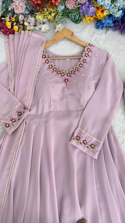 Elegant Hand Detailing Party Wear Gown Set