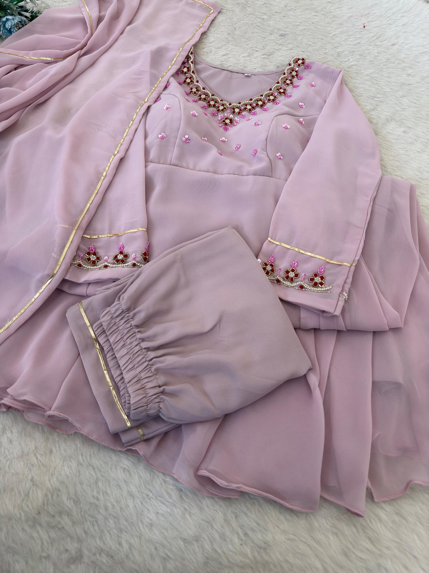 Elegant Hand Detailing Party Wear Gown Set