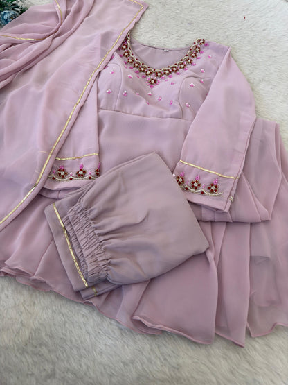 Elegant Hand Detailing Party Wear Gown Set