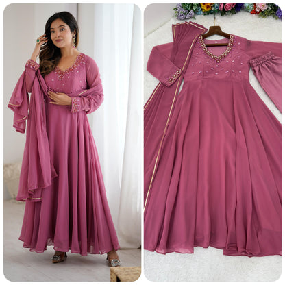Elegant Hand Detailing Party Wear Gown Set