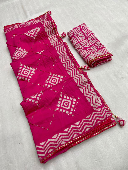 Batik Print Sequin Star Saree