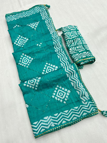 Batik Print Sequin Star Saree