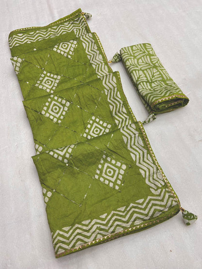 Batik Print Sequin Star Saree