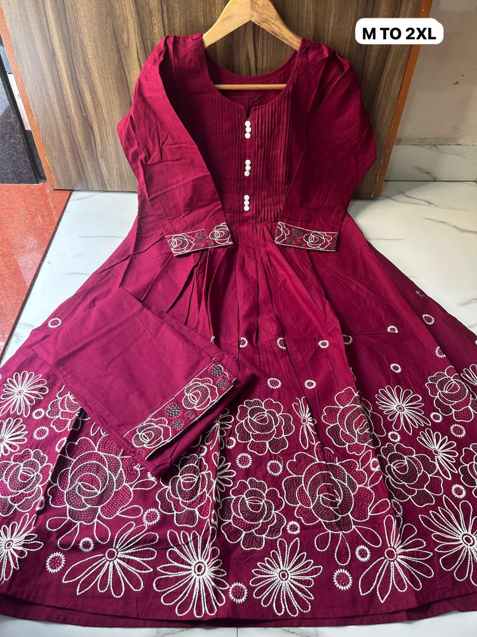 Premium Embroidered Dhabu Cotton Co-ord Set