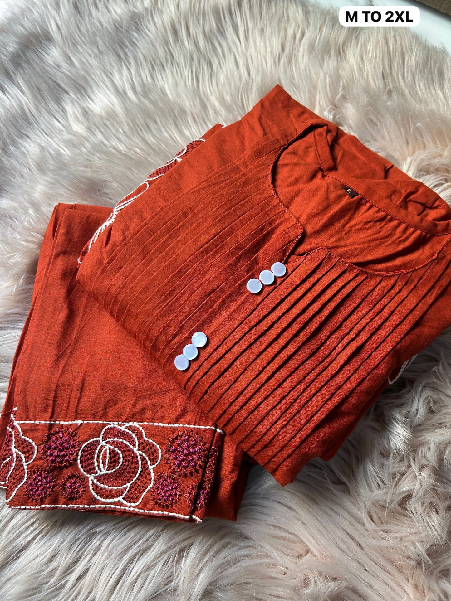 Premium Embroidered Dhabu Cotton Co-ord Set