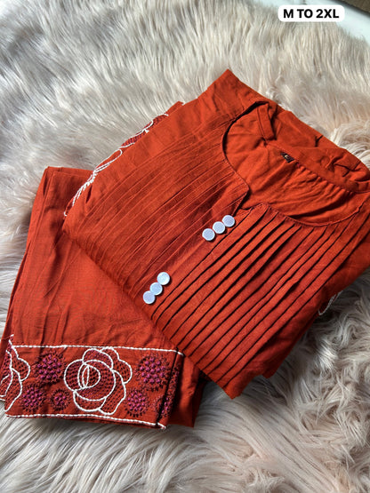 Premium Embroidered Dhabu Cotton Co-ord Set