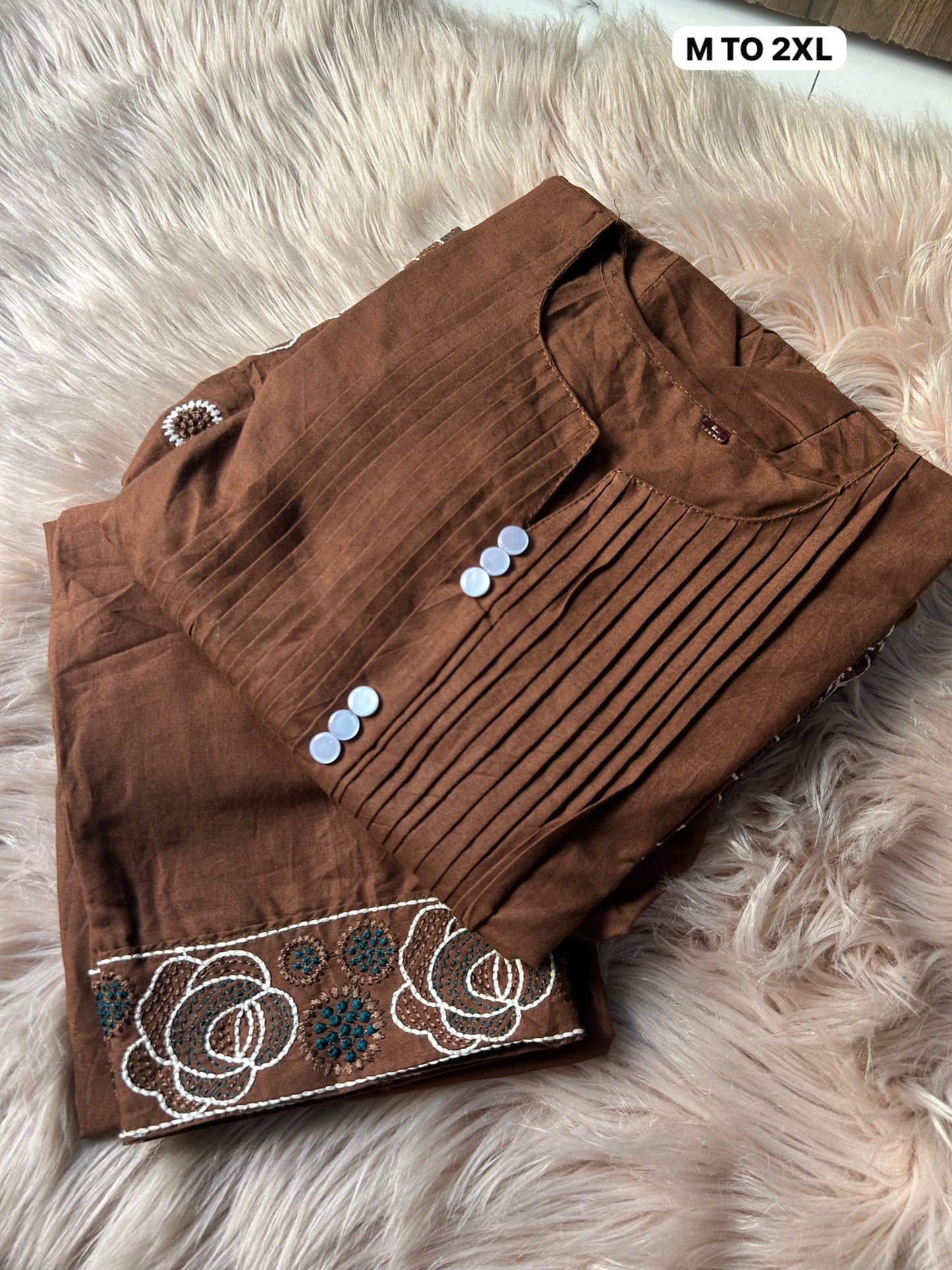 Premium Embroidered Dhabu Cotton Co-ord Set