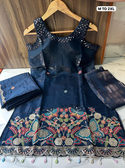Premium Glass Silk Short Kurti Set