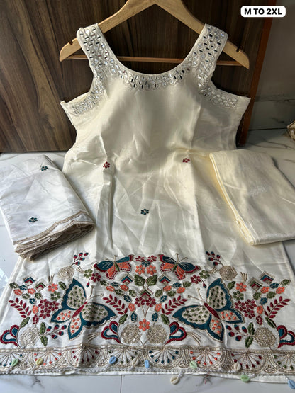 Premium Glass Silk Short Kurti Set