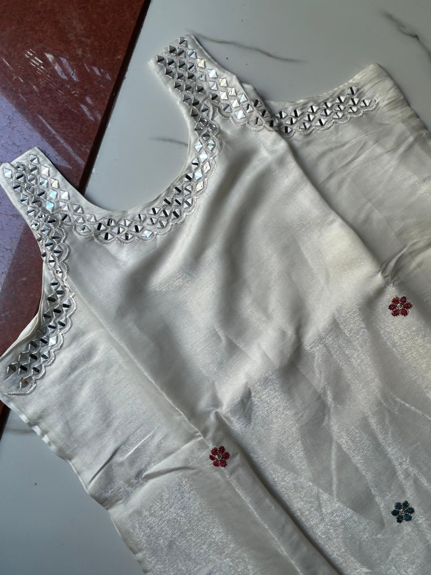 Premium Glass Silk Short Kurti Set