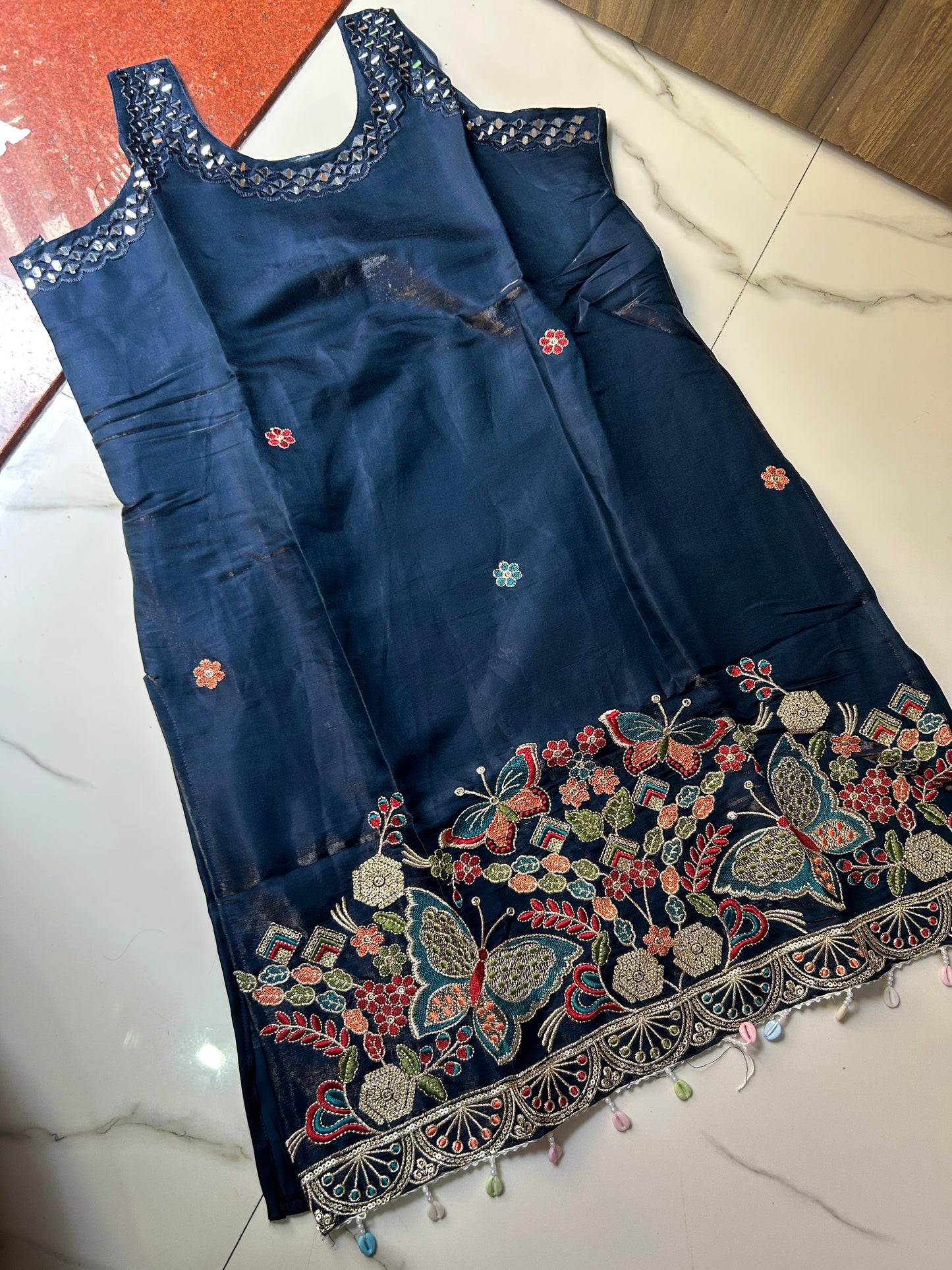 Premium Glass Silk Short Kurti Set