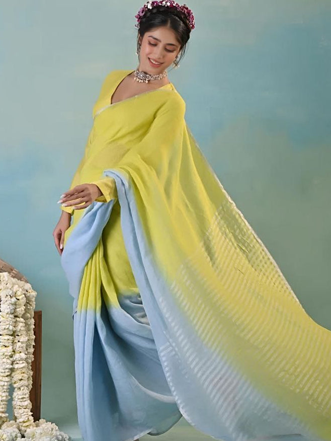 Elegant Digital Print Soft Linen Saree