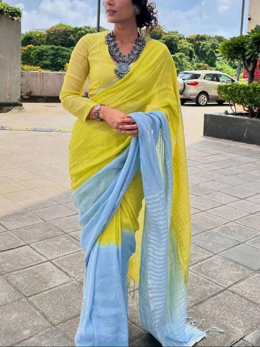 Elegant Digital Print Soft Linen Saree
