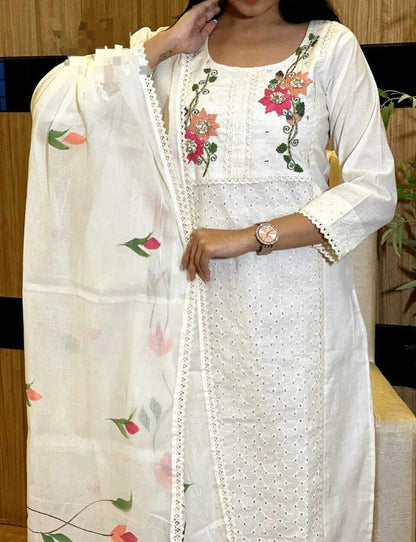 Summer Special Jaipuri Schiffli Cotton Kurta Set